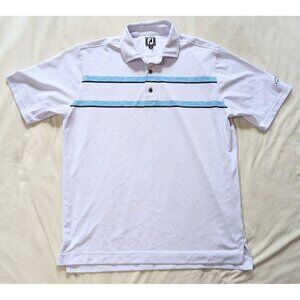 FootJoy FJ Men's XL Golf Polo Shirt White Stripes Classic Blue Short Sleeve